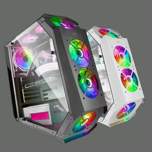 MARS GAMING MC51, PREMIUM ATX CASE, 5X 12CM ARGB, REMOTE RF, GLASS, BLACK