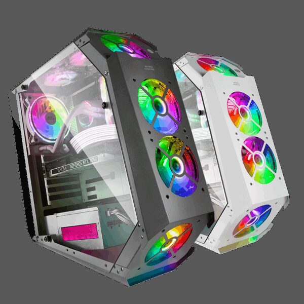 MARS GAMING MC51, PREMIUM ATX CASE, 5X 12CM ARGB, REMOTE RF, GLASS, BLACK