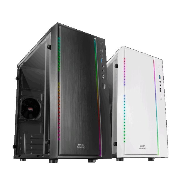 MARS GAMING MCM, MICRO-ATX CASE, COMPACT, WINDOW, 16 MODES A-RGB, 1X 8CM FAN, BLACK