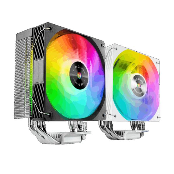 mcpu-x4argb MARS GAMING MCPU-XT, CPU COOLER, DUAL TOWER, 2X 12CM PWM ARGB FAN, 6X HEATPIPE, 300W, BLACK