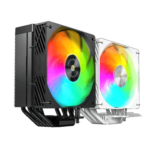 MARS GAMING MCPU-XU5ARGB, CPU COOLER, 120MM SI EXTREME SILENCE PWM COPPER CORE ARGB FAN,  5X HCT HEATPIPES, 280W TDP, WHITE