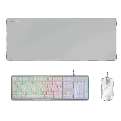 MARS GAMING MCPX, GAMING 3IN1 RGB, KEYBOARD, MOUSE, XL MOUSEPAD, PORTUGUESE, WHITE