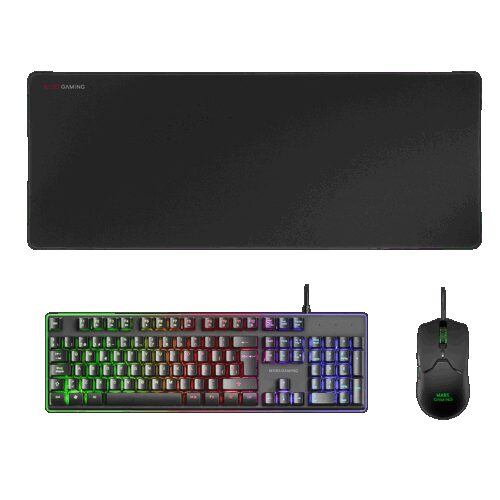 MARS GAMING MCPX, GAMING 3IN1 RGB, KEYBOARD, MOUSE, XL MOUSEPAD, FRENCH, BLACK
