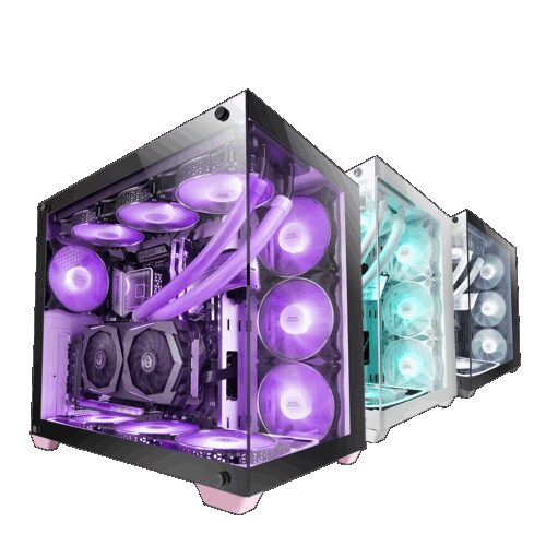 MARS GAMING MCV4, XXL PREMIUM CUSTOM E-ATX CASE, FRAMELESS 90º GLASS, PINK
