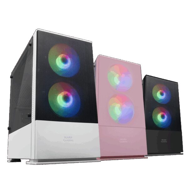 mcz MARS GAMING MCZ, PREMIUM MICRO-ATX CASE, 2X FRGB FAN, WINDOW, MESH, WATERC., WHITE