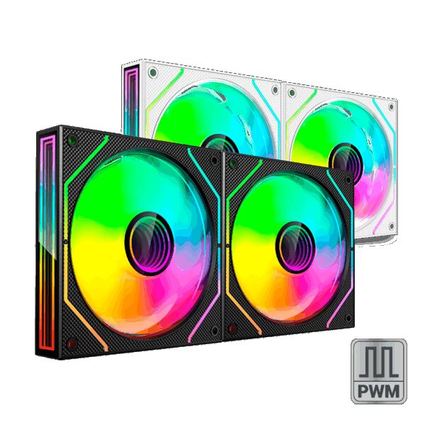 MARS GAMING MFDUO, 12CM 2XFAN KIT, FRGB, FDB BEARING, ULTRA-SILENT, 3PIN+4PIN, WHITE