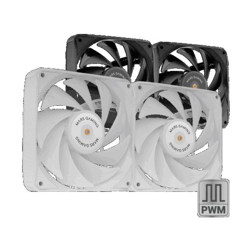 MARS GAMING MF-NCLX2, 2IN1 120MM ULTRASILENT FDB COPPER  PWM PROFESSIONAL FAN KIT, HYBRID BLADES, ANTIVIBRATION PADS, THICK FRAME, WHITE