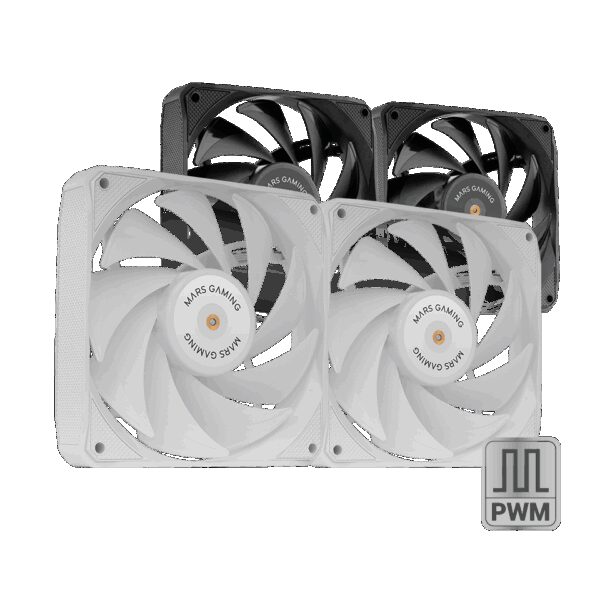 mf-nclx2 MARS GAMING MF-NCLX2, 2IN1 120MM ULTRASILENT FDB COPPER PWM PROFESSIONAL FAN KIT, HYBRID BLADES, ANTIVIBRATION PADS, THICK FRAME, WHITE
