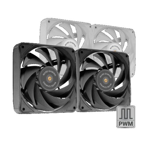 MARS GAMING MF-NCLX2, 2IN1 120MM ULTRASILENT FDB COPPER  PWM PROFESSIONAL FAN KIT, HYBRID BLADES, ANTIVIBRATION PADS, THICK FRAME, BLACK