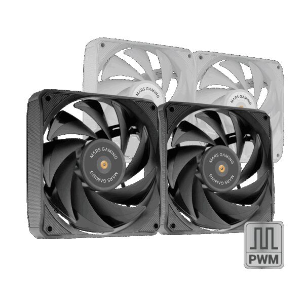 mf-nclx2 MARS GAMING MF-NCLX2, 2IN1 120MM ULTRASILENT FDB COPPER PWM PROFESSIONAL FAN KIT, HYBRID BLADES, ANTIVIBRATION PADS, THICK FRAME, BLACK