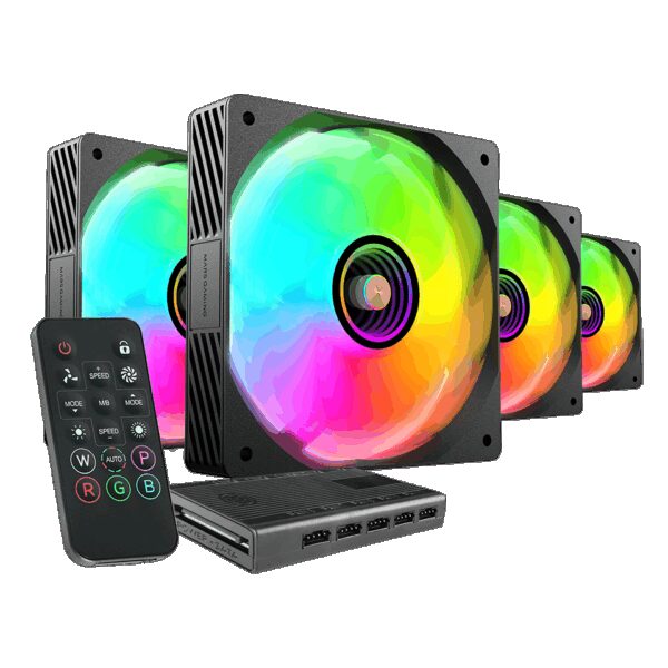 mf-si4kit MARS GAMING MF-SI4KIT, X4 ARGB INFINITY MIRROR FAN KIT, ADVANCED 10-FAN CONTROL HUB & REMOTE CONTROL, FDB, HYPERBALANCED COPPER CORE, ANTI-VIBRATION RUBBER PADS AND FRAME, ARGB MB & CONTROLLERS COMPATIBLE, BLACK