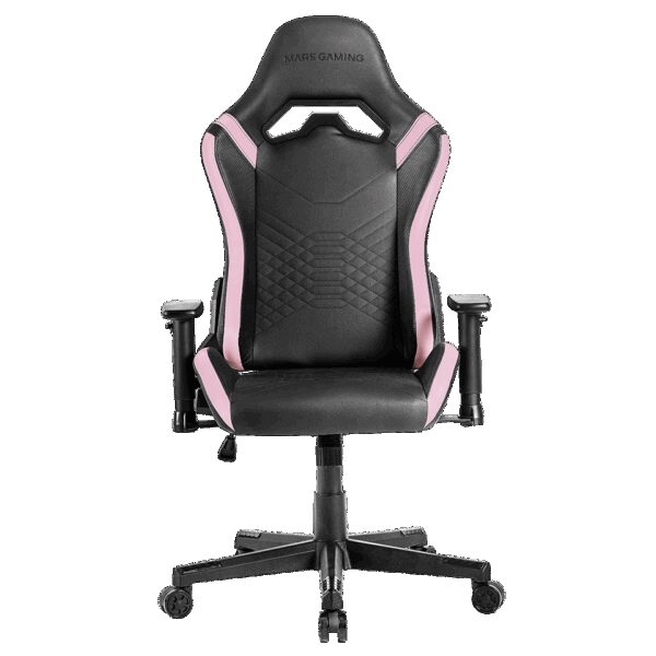 MARS GAMING MGC-PRO, PROFESSIONAL GAMING CHAIR, SQUARE ARMREST, NECK + BACK SOFT-TOUCH CUSHIONS, LEATHERETTE, PINK