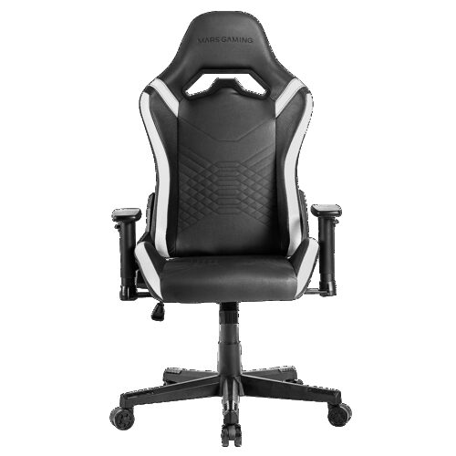 MARS GAMING MGC-PRO, PROFESSIONAL GAMING CHAIR, SQUARE ARMREST, NECK + BACK SOFT-TOUCH CUSHIONS, LEATHERETTE, WHITE