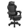 MARS GAMING MGC-X, GAMING CHAIR, ADJUSTABLE HEIGHT AND RECLINING BACKREST, EXTENDABLE FOOTREST, ERGONOMIC HEAD & LUMBAR CUSHIONS, LEATHERETTE, BLACK