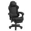 MARS GAMING MGC-X, GAMING CHAIR, ADJUSTABLE HEIGHT AND RECLINING BACKREST, EXTENDABLE FOOTREST, ERGONOMIC HEAD & LUMBAR CUSHIONS, BREATHABLE TEXTILE, BLACK
