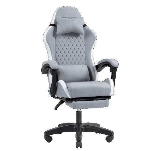 MARS GAMING MGC-X, GAMING CHAIR, ADJUSTABLE HEIGHT AND RECLINING BACKREST, EXTENDABLE FOOTREST, ERGONOMIC HEAD & LUMBAR CUSHIONS, BREATHABLE TEXTILE, SILVER WHITE