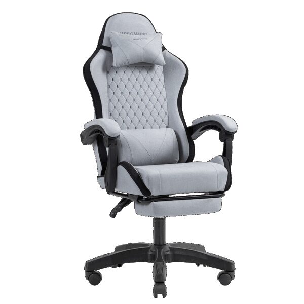 MARS GAMING MGC-X, GAMING CHAIR, ADJUSTABLE HEIGHT AND RECLINING BACKREST, EXTENDABLE FOOTREST, ERGONOMIC HEAD & LUMBAR CUSHIONS, BREATHABLE TEXTILE, SILVER BLACK