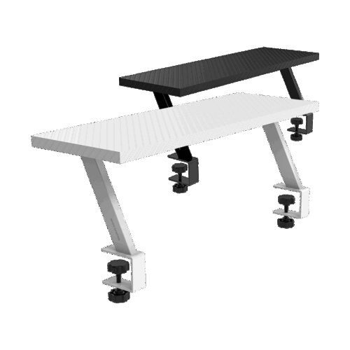 MARS GAMING MGDS, ERGONOMIC MONITOR STAND RISER, 60X20CM CARBON FIBER TABLE TOP, STEEL FRAME, WHITE