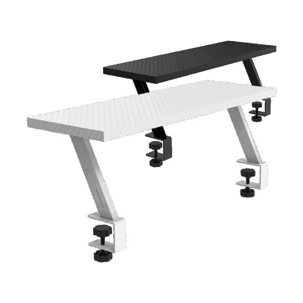 MARS GAMING MGDS, ERGONOMIC MONITOR STAND RISER, 60X20CM CARBON FIBER TABLE TOP, STEEL FRAME, WHITE