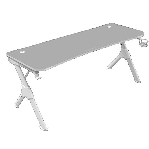 MARS GAMING MGDXL, GAMING DESK, 160CM, FULL MOUSEPAD, HEADSET & CUP HOLDER, WHITE