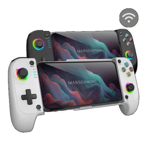 MARS GAMING MGP-X, MULTIFUNCTION BLUETOOTH 5.0 2IN1 GAMING GAMEPAD, NEON RGB, DUAL VIBRATION, SMARTPHONE HOLDER UP TO 6,8", PS4, SWITCH, PC, MAC, ANDROID, IOS, WHITE