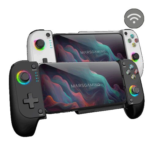 MARS GAMING MGP-X, MULTIFUNCTION BLUETOOTH 5.0 2IN1 GAMING GAMEPAD, NEON RGB, DUAL VIBRATION, SMARTPHONE HOLDER UP TO 6,8", PS4, SWITCH, PC, MAC, ANDROID, IOS, BLACK