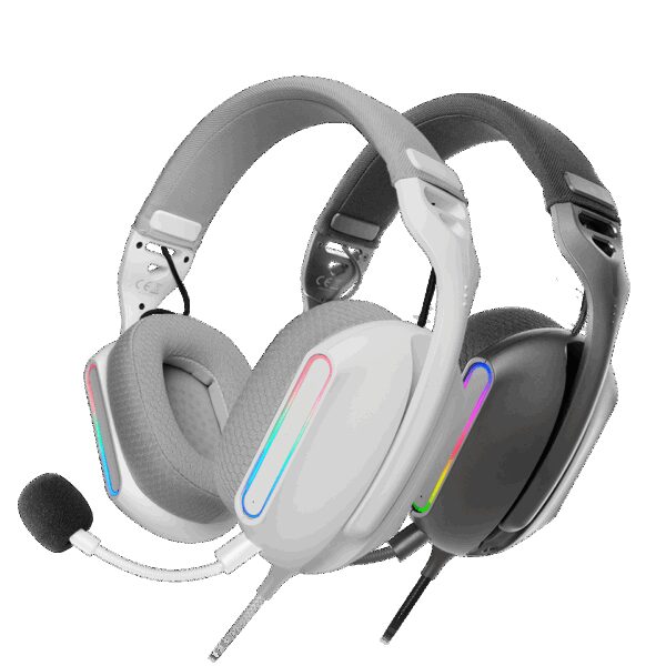 MARS GAMING MH-PRO, ARGB GAMING HEADSET, IMMERSIVE SOUND, ULTRA-LIGHTWEIGHT DESIGN, 3D BREATAHABLE AIR CUSHIONS, ON-EAR VOLUME CONTROL & MUTE MICROPHONE, HIGH-PRECISION MICROPHONE, PC, MAC AND CONSOLES, WHITE