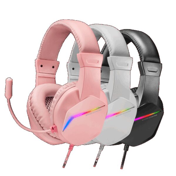 MARS GAMING MH122, FRGB HEADPHONES+MIC, HIFI, NOISE CANCEL, UNIVERSAL COMPATIBILITY, PINK