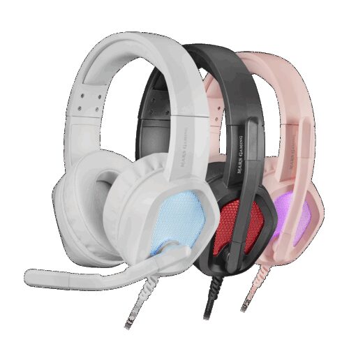 MARS GAMING MH320, RGB HEADPHONES+MIC, HIFI, NOISE CANCEL, MULTIPLATFORM, WHITE