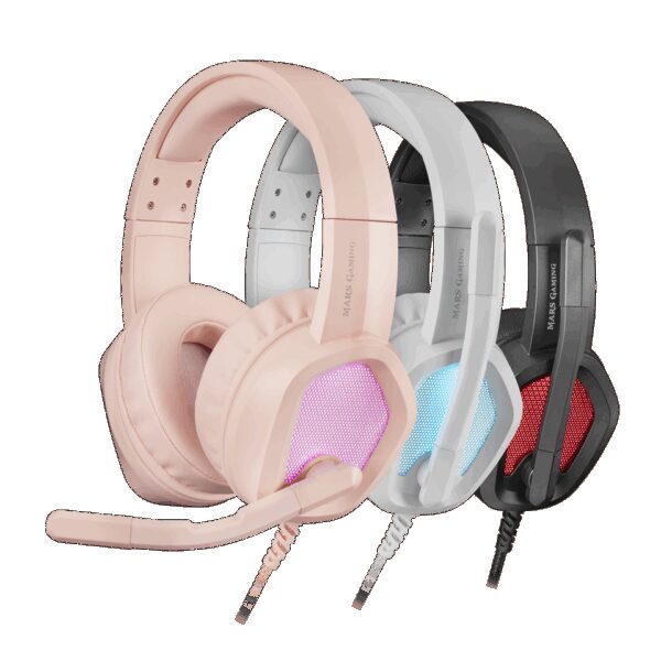 MARS GAMING MH320, RGB HEADPHONES+MIC, HIFI, NOISE CANCEL, MULTIPLATFORM, PINK