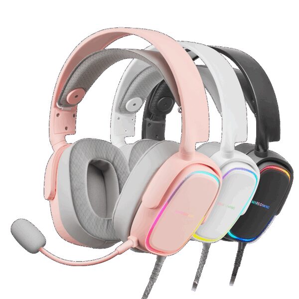 MARS GAMING MHAX, RGB HEADPHONES+DETACHABLE MIC, 53MM HIFI, MULTIPLATFORM, PINK