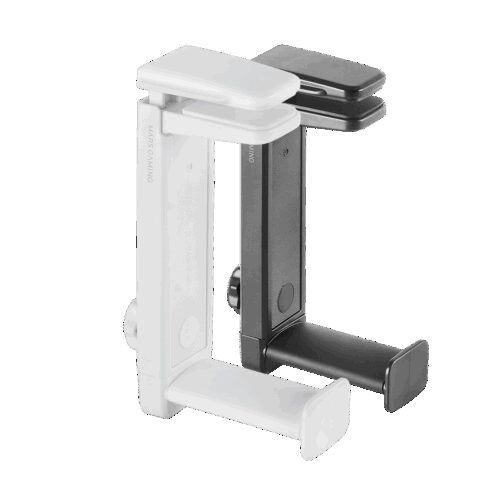 MARS GAMING MHH2, 2IN1 HEADSET HOLDER+STAND, 360º, HOOK DESIGN, RUBBER PADS, WHITE