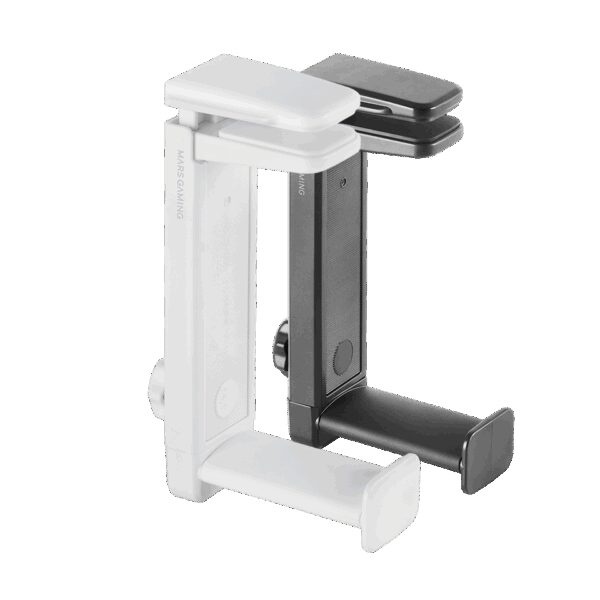 MARS GAMING MHH2, 2IN1 HEADSET HOLDER+STAND, 360º, HOOK DESIGN, RUBBER PADS, WHITE