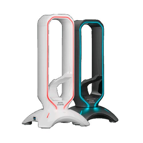 MARS GAMING MHHPRO, 3IN1 CONTROL RGB HEADSET HOLDER +MOUSE BUNGEE +2XUSB3.0, WHITE
