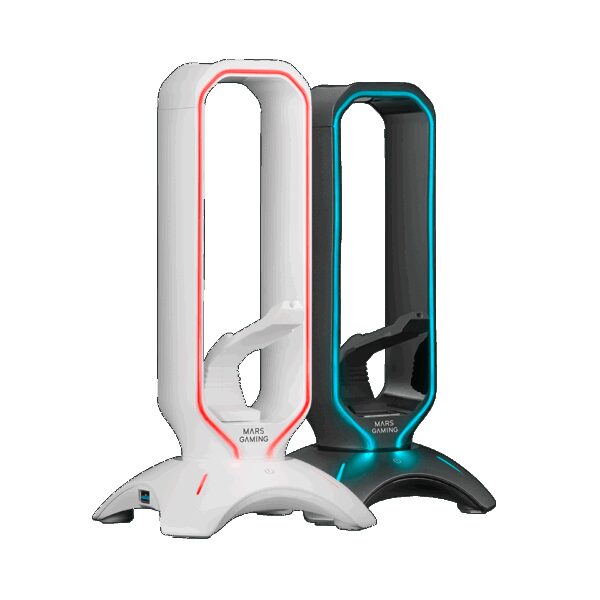 MARS GAMING MHHPRO, 3IN1 CONTROL RGB HEADSET HOLDER +MOUSE BUNGEE +2XUSB3.0, WHITE