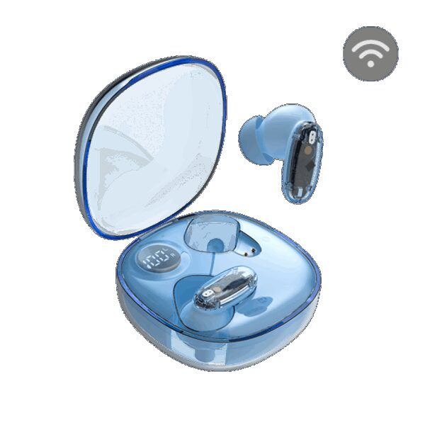 MARS GAMING MHIB2, SEMI-TRANSPARENT BLUETOOTH 5.4 EARPHONES, 10MM DRIVERS, 24 HOURS PLAYTIME, BATTERY DISPLAY CASE, BLUE