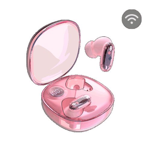 MARS GAMING MHIB2, SEMI-TRANSPARENT BLUETOOTH 5.4 EARPHONES, 10MM DRIVERS, 24 HOURS PLAYTIME, BATTERY DISPLAY CASE, PINK