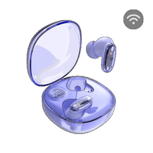 MARS GAMING MHIB2, SEMI-TRANSPARENT BLUETOOTH 5.4 EARPHONES, 10MM DRIVERS, 24 HOURS PLAYTIME, BATTERY DISPLAY CASE, PURPLE