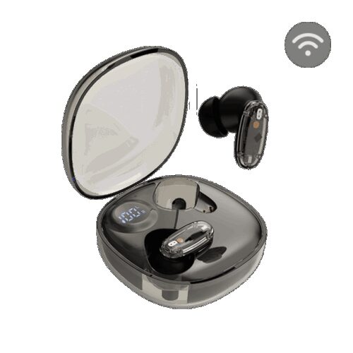 MARS GAMING MHIB2, SEMI-TRANSPARENT BLUETOOTH 5.4 EARPHONES, 10MM DRIVERS, 24 HOURS PLAYTIME, BATTERY DISPLAY CASE, BLACK