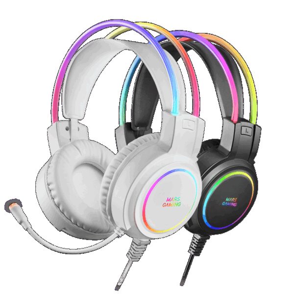 MARS GAMING MHRGB, CHROMA 360 HEADPHONES+MIC, ULTRA-LIGHT, PC/PS4/PS5/XBOX, WHITE