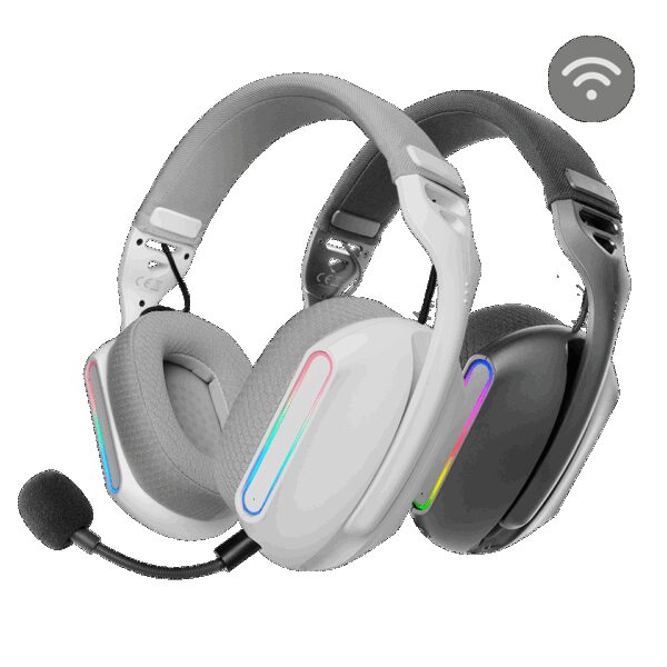 MARS GAMING MHW-PRO, ARGB WIRELESS GAMING HEADSET, TRIPLE-CONNECTIVITY BLUETOOTH 5.3, DUAL USB-C/USB-A 2.4GPRO & 3.5MM JACK, 7.1 SURROUND 3D SOUND, ULTRA-LIGHTWEIGHT DESIGN, WHITE