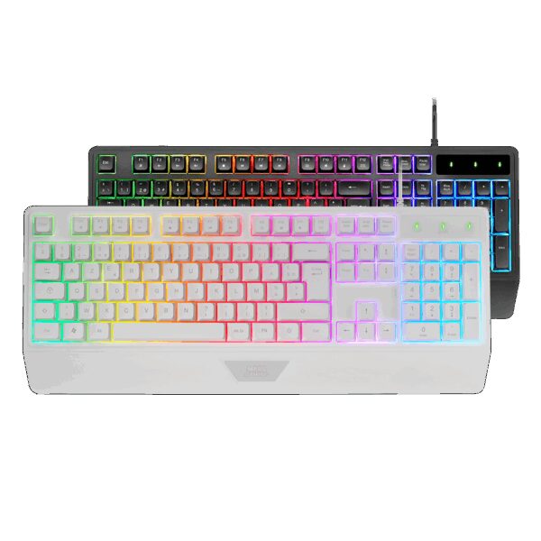 MARS GAMING MK124, H-MECH ERGONOMIC FULL KEYBOARD, INTEGRATED PALM REST, FRGB RAINBOW LIGHTING, ADVANCED ANTI-GHOSTING, MULTI-PLATFORM COMPATIBILITY, FRENCH, WHITE