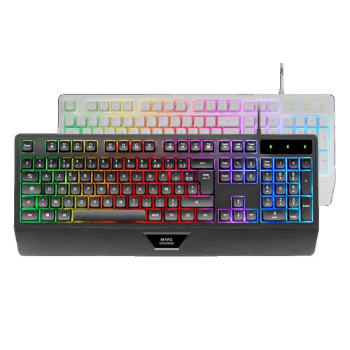 MARS GAMING MK124, H-MECH ERGONOMIC FULL KEYBOARD, INTEGRATED PALM REST, FRGB RAINBOW LIGHTING, ADVANCED ANTI-GHOSTING, MULTI-PLATFORM COMPATIBILITY, FRENCH, BLACK