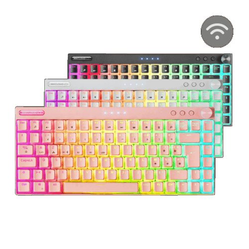 MARS GAMING MKCLOUD, RGB MECHANICAL 75% KEYBOARD, 3XMODE, RED, FRENCH, PINK