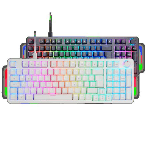 MARS GAMING MKPRO, HOT-SWAPPABLE FULL RGB MECHANICAL KEYBOARD, DOUBLE INJECTION KEYCAPS, MULTIMEDIA CONTROL WHEEL, SOFTWARE , SILENT LINEAR LUBRICATED SWITCH, SPANISH LAYOUT, WHITE
