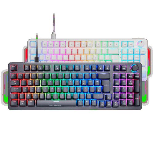 MARS GAMING MKPRO, HOT-SWAPPABLE FULL RGB MECHANICAL KEYBOARD, DOUBLE INJECTION KEYCAPS, MULTIMEDIA CONTROL WHEEL, SOFTWARE , SILENT LINEAR LUBRICATED SWITCH, US LAYOUT, BLACK
