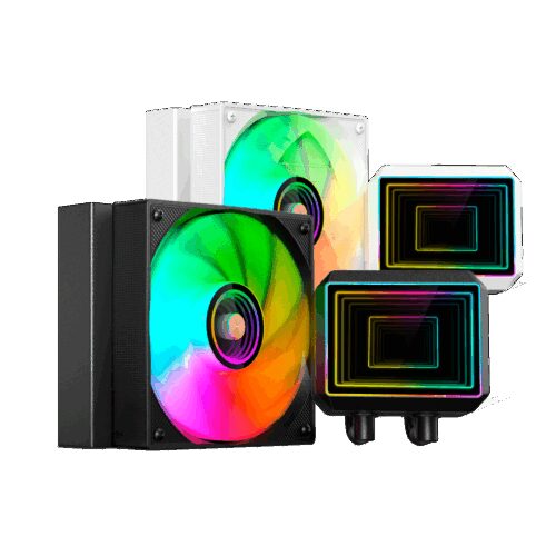 MARS GAMING ML-TWO120, WATERCOOLING AIO, ARGB INFINITY MIRROR LIGHTING, 4TH GEN OPTI-CHAMBER, TOP-PERFORMANCE 300W TDP, ULTRA-SILENT COPPER-CORE FAN, BLACK