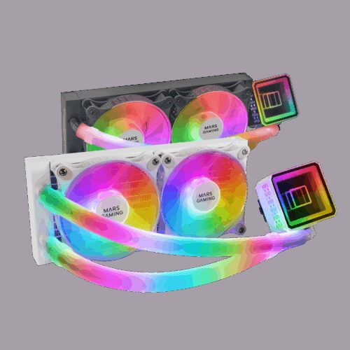 MARS GAMING ML-ULTRA240,WATERCOOLING AIO, FULL ARGB, ARGB TUBES, INFINITY MIRROR, 500W TDP, WHITE