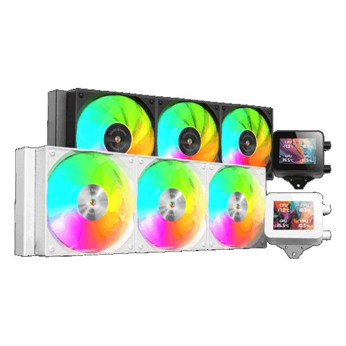 MARS GAMING ML-VISION360, WATERCOOLING AIO 600W TDP, 3X FDB COPPER & ALUMINIUM CORE ARGB FANS, 360º ROTATION 4:3 LCD IPS DISPLAY WITH REAL TIME MONITORING,GIF, PHOTOS & VIDEO SUPPORT, WHITE