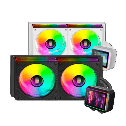 MARS GAMING ML-VISIONII240, WATERCOOLING AIO, 2.8" IPS DISPLAY, ARGB INFINITY LIGHTING, 4TH GEN OPTI-CHAMBER, ULTRA-PERFORMANCE 500W TDP, 2X ULTRA-SILENT COPPER-CORE FAN, BLACK